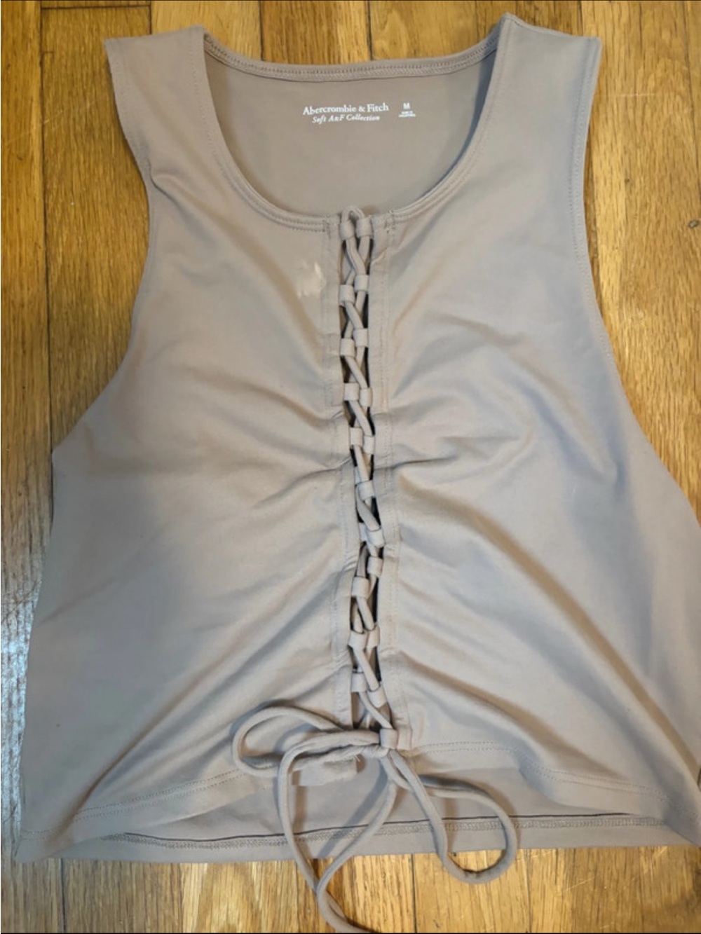 Abercrombie & Fitch Lace-Up Tank Top in Taupe